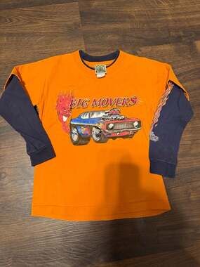 Vintage Big Movers Orange Muscle Car Double Sleeve Youth Long Sleeve T-Shirt
